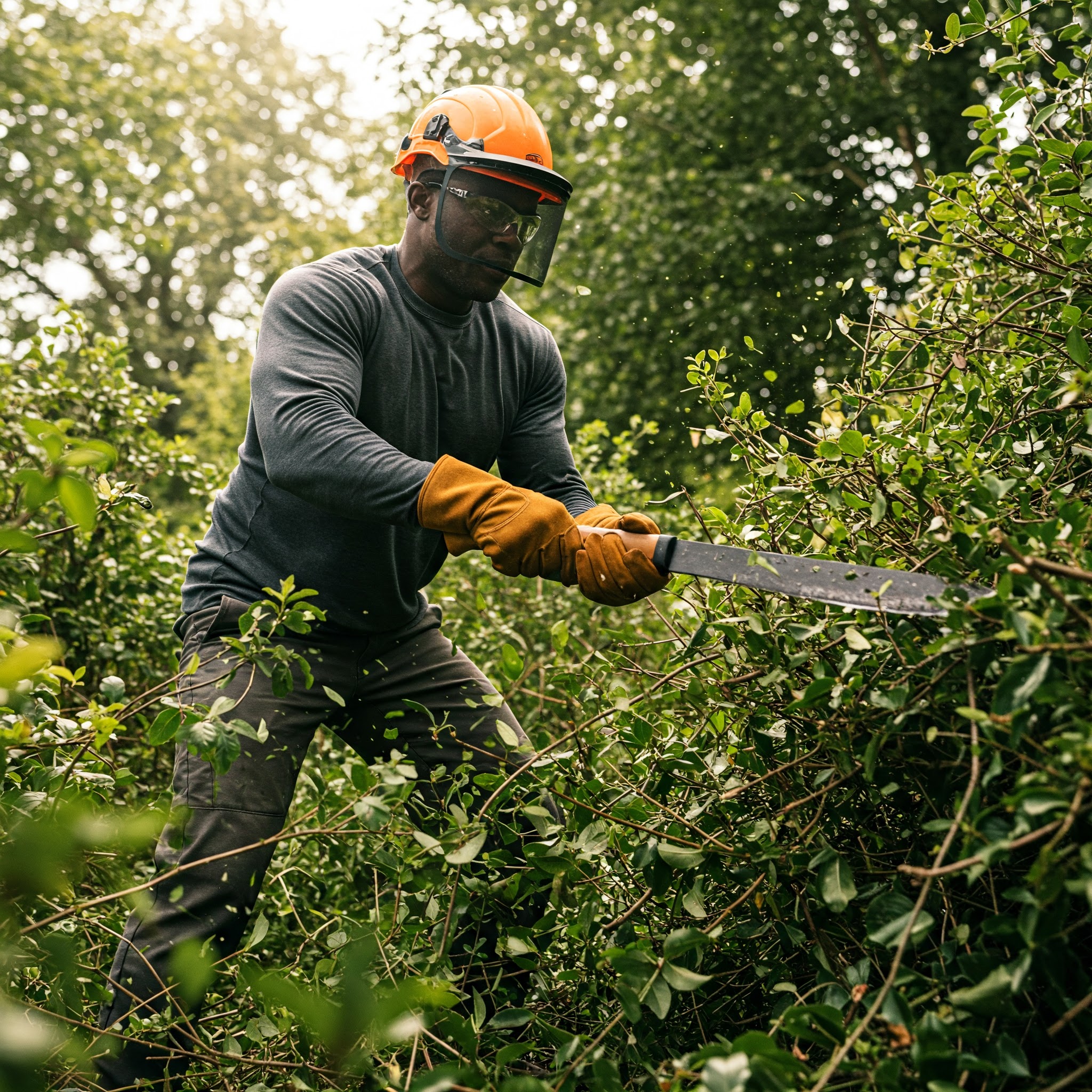 Man Using a Machette